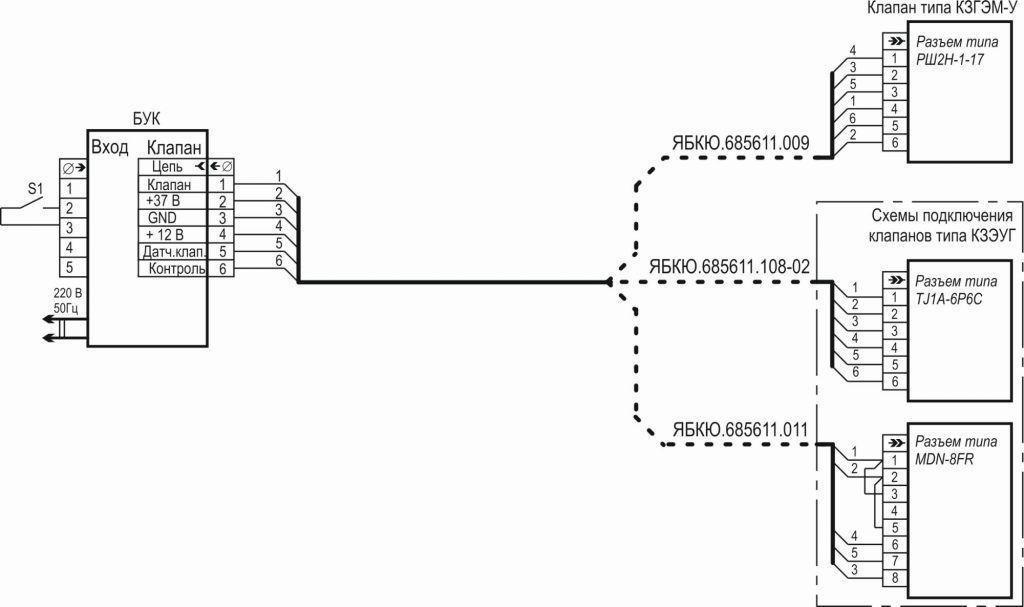 Блок управления клапаном БУК - схема подключения